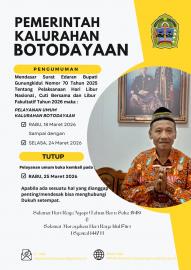 Pelayanan Kalurahan Botodayaan Tutup Sementara Jelang Nyepi dan Idul Fitri 2026